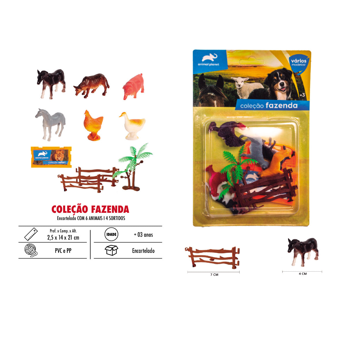 Coleção Mundo Animal Fazenda - Bichinhos e acessórios variados